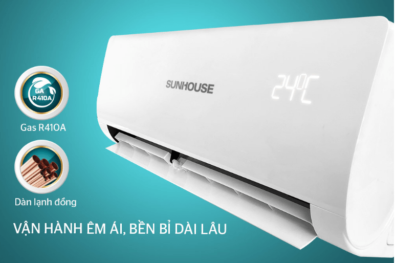 Điều hòa Sunhouse SHR-AW09C110 9000BTU 1 chiều 9 7. Điều hòa 9000BTU Sunhouse SHR-AW09C110 động cơ vận hành êm ái, không gây tiếng ồn