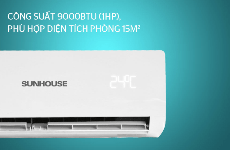 Điều hòa Sunhouse SHR-AW09C120 9000BTU 1 chiều 6 3. Công suất 9000BTU (1HP), phù hợp cho phòng diện tích 15m2