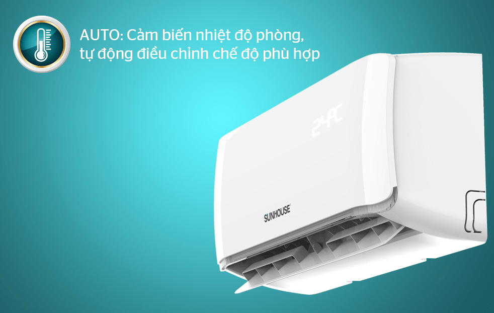 Điều hoà Sunhouse 9000BTU SHR-AW09C310 16 Cảm biến nhiệt độ phòng, tự động điều chỉnh nhiệt độ chế độ làm mát phù hợp
