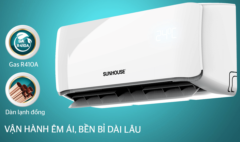 Điều hòa Sunhouse SHR-AW09C320 1 chiều 9000btu 8 5. Vận hành êm ái, tiết kiệm điện năng hiệu quả với điều hoà Sunhouse AW09C320