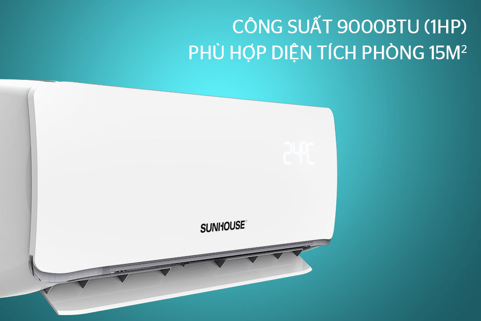 Điều hoà Sunhouse 2 chiều 9000BTU SHR-AW09H310 6 2. Điều hoà Sunhouse 2 chiều 9000BTU SHR-AW09H310 phù hợp cho phòng diện tích phòng dưới 15m2