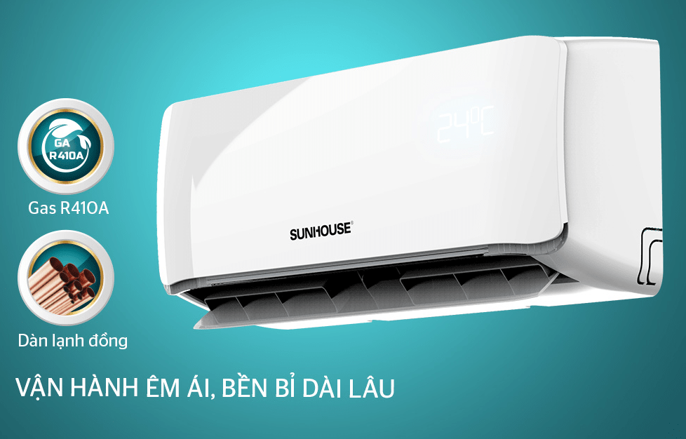 Điều hoà Sunhouse 2 chiều 9000BTU SHR-AW09H310 8 4. Điều hoà Sunhouse AW09H310 2 chiều 9000BTU vận hành êm ái, tiết kiệm điện năng