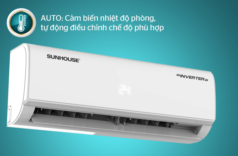 Điều hoà Sunhouse SHR-AW09IC610 9000btu inverter 11 7. Tự động điều chỉnh chế độ phù hợp nhờ tính năng AUTO trên điều hoà Sunhouse AW09IC610