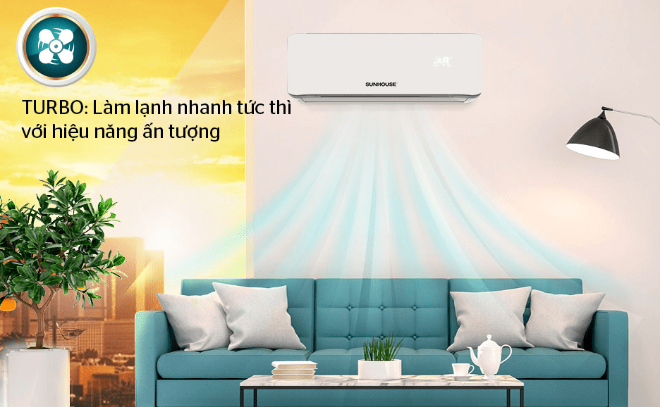 Điều hòa Sunhouse SHR-AW12C320 12000BTU 1 chiều 12 8. Chế độ Turbo làm lạnh nhanh chóng trên máy lạnh Sunhouse AW12C320