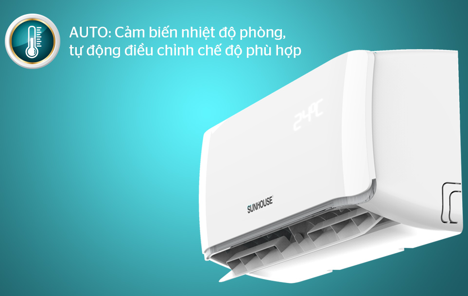 Điều hoà Sunhouse SHR-AW12H310 2 chiều 1.5HP 17 13. Chế độ Auto cảm biến nhiệt độ phòng thông minh trên điều hoà Sunhouse SHR-AW12H310