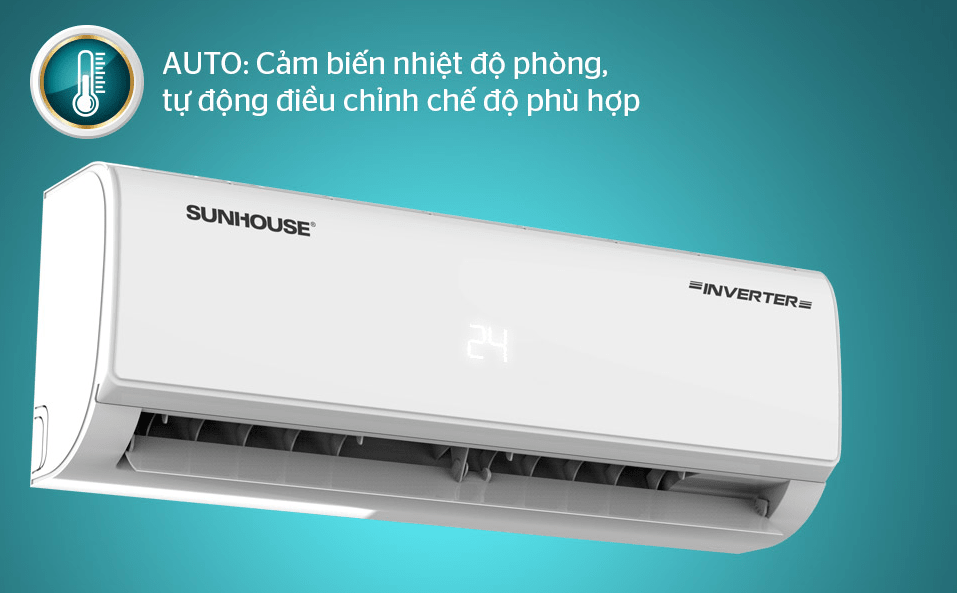 11. Tự động điều chỉnh chế độ phù hợp nhờ tính năng AUTO trên máy lạnh Sunhouse AW12IC610