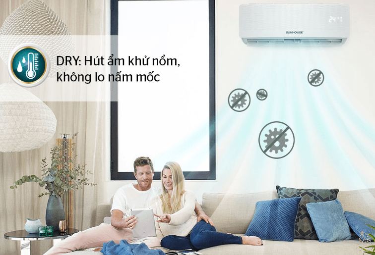 Điều hòa Sunhouse SHR-AW18C110 18000BTU 1 chiều 11 8. SHR-AW18C110 | Sunhouse thế hệ mới có tính năng DRY hút ẩm ẩm khử mùi hiệu quả