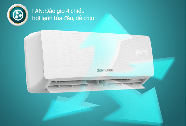 Điều hòa Sunhouse SHR-AW18C110 18000BTU 1 chiều 13 10. Điều hòa Thái Lan Sunhouse SHR-AW18C110 thiết kế cán đảo vây 4 chiều cho hơi lạnh bao trùm căn phòng