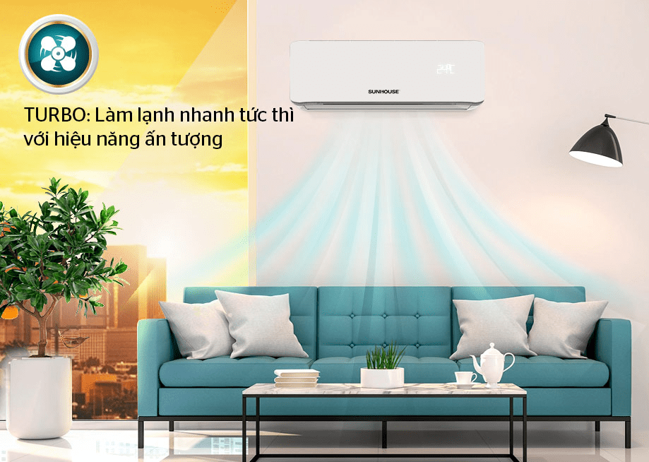 Điều hòa Sunhouse SHR-AW18C310 1 chiều 18000BTU 11 6. Chế độ Turbo làm lạnh nhanh chóng trên máy lạnh Sunhouse AW18C310