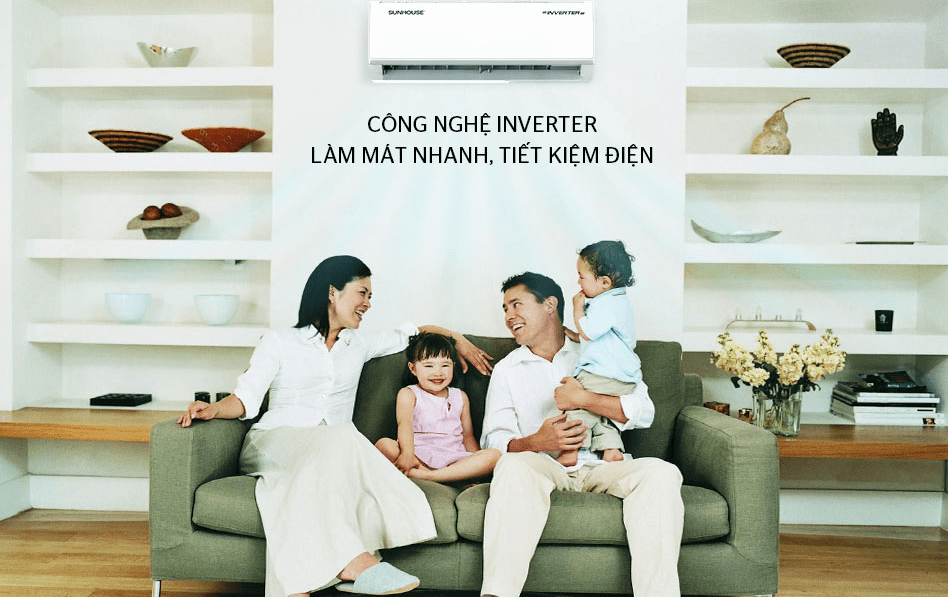 3. Công nghệ Inverter làm lạnh nhanh, tiết kiệm điện trên máy lạnh Sunhouse 2hp AW18IC610