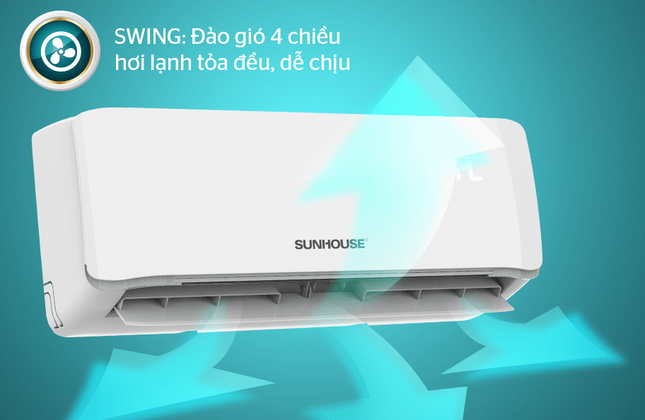 Điều hòa Sunhouse 1 chiều 24000BTU SHR-AW24C310 8 Chế độ SWING trên điều hoà Sunhouse SHR AW24C310 giúp khí lạnh tỏa đều khắp phòng
