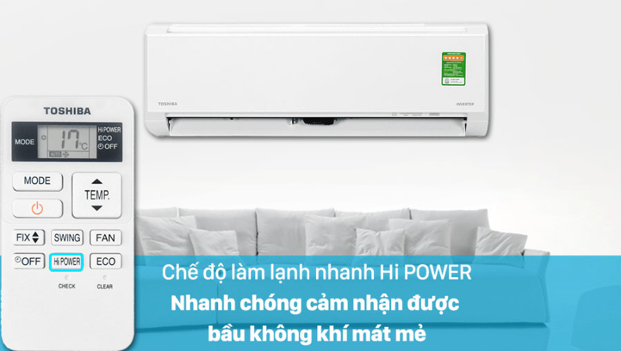 Chế độ làm lạnh nhanh Hi POWER tiện lợi trên điều hoà Toshiba Inverter RAS H10L3KCVG-V 