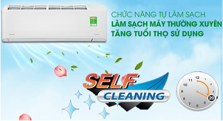 10. Chức năng tự làm sạch tiện lợi trên Điều hòa Toshiba RAS-H13E2KCVG-V Inverter 1.5 HP