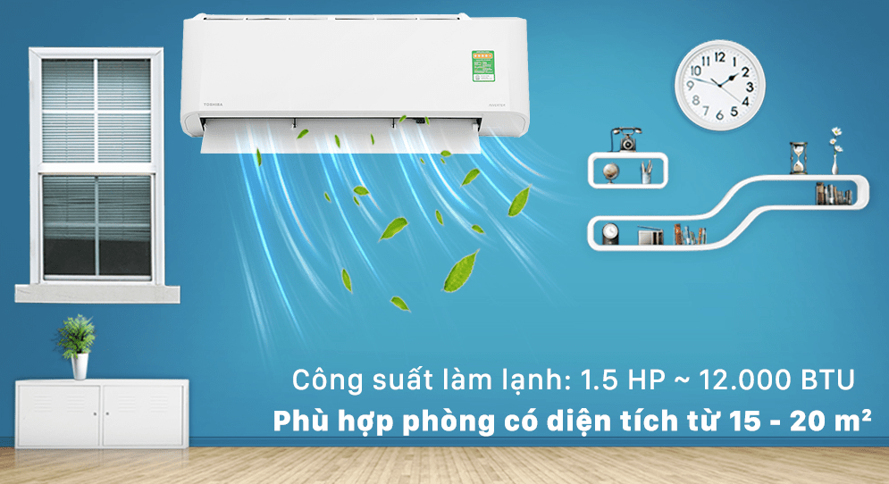 2. Điều hòa Toshiba RAS H13L3KCVG-V phù hợp diện tích căn phòng từ 15 - 20 m2
