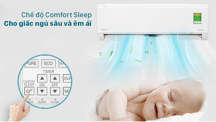11. Chế độ comfort Sleep trên điều hoà Toshiba RAS H24E2KCVG V mang đến giấc ngủ ngon, sâu giấc