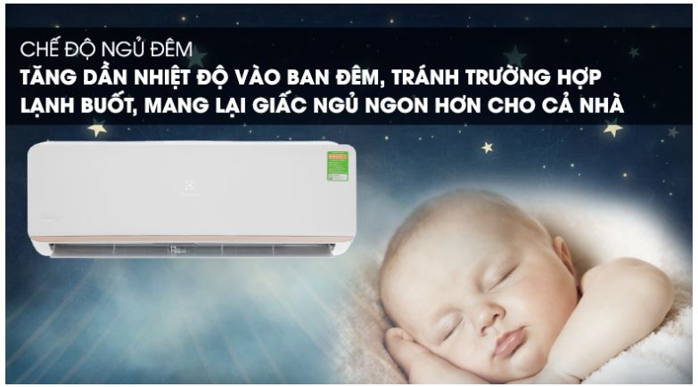 8. Máy lạnh 9000BTU Electrolux ESV09CRR-C6 giúp bạn có giấc ngủ sâu hơn với chế độ ngủ đêm