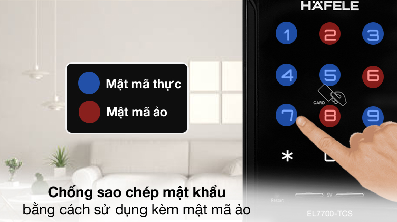 Khoá điện tử Hafele EL7700-TCS - Vân tay, mã số, thẻ từ 4 6. Chức năng mã số ảo.