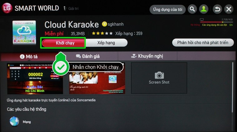 Cách tải ứng dụng hát karaoke trên Smart Tivi LG chạy trên hệ điều hành Netcast :