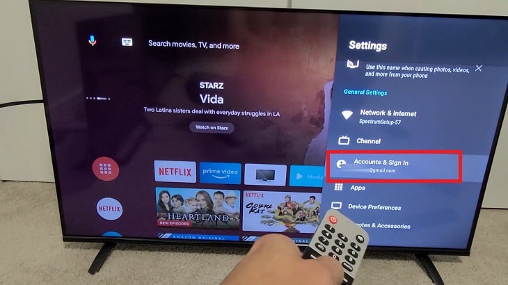Cách chuyển đổi, thêm hoặc xóa tài khoản trên Google TV của tivi Sony 5 Bước 2: Chọn Tài khoản & Đăng nhập (Accounts & Sign-in)