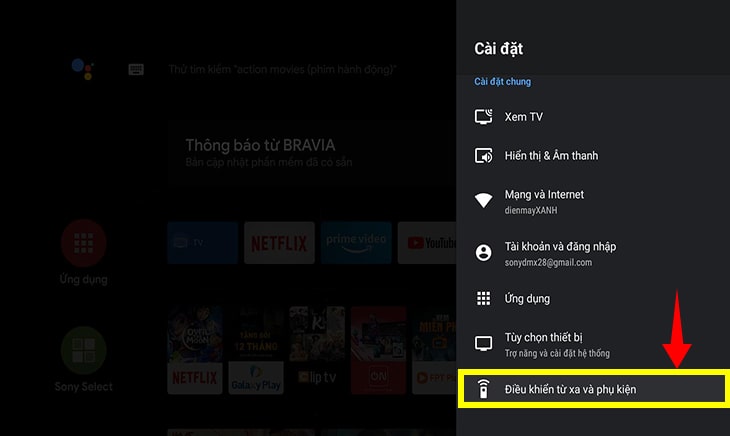 Cách kết nối bluetooth trên Android tivi Sony 3 Bước 3: