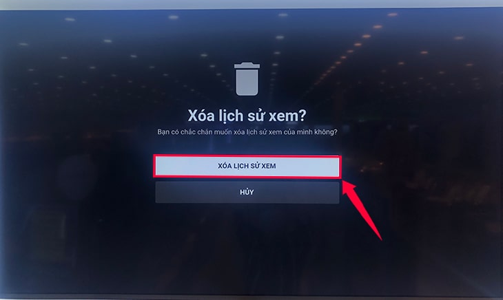 Cách sử dụng ứng dụng YouTube trên Smart tivi LG 9 Tiếp theo chọn "Xóa lịch sử xem".