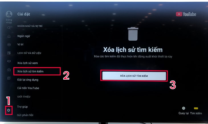Cách sử dụng ứng dụng YouTube trên Smart tivi LG 10 Cách xóa lịch sử tìm kiếm