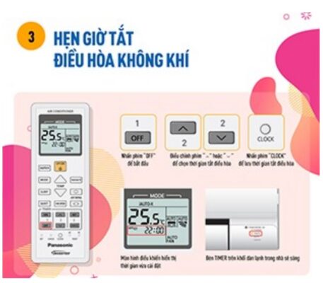Hướng dẫn hẹn giờ tắt hoặc bật điều hòa Panasonic