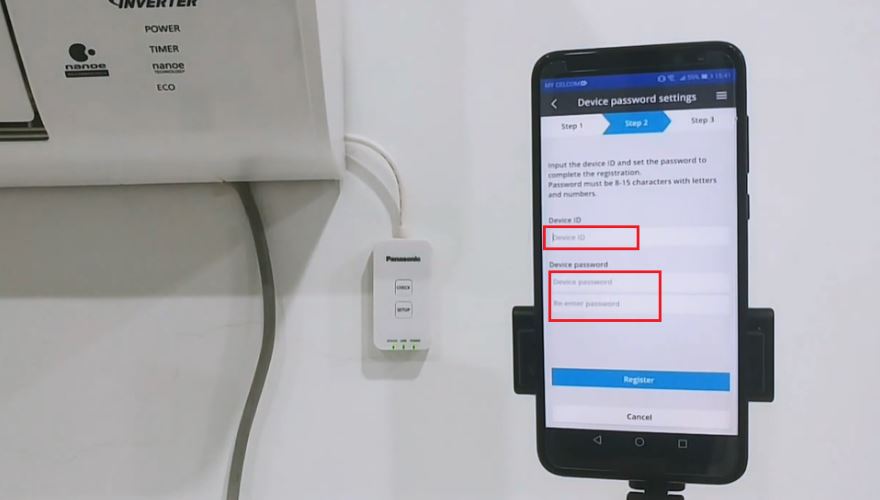 Bước 4: Nhập tên và mật khẩu của thiết bị, chọn Register (Đăng kí).