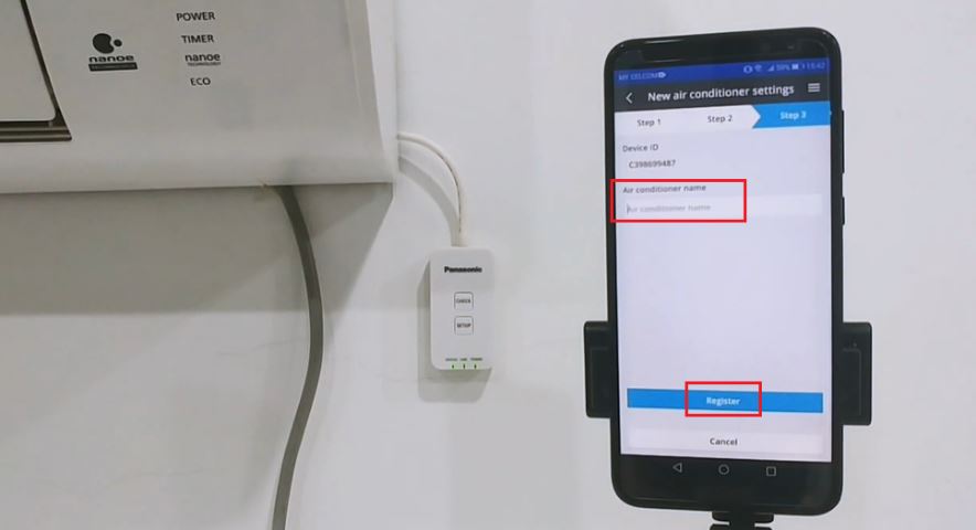 Bước 5: Đặt tên cho điều hòa và ấn chọn Register (Đăng kí).