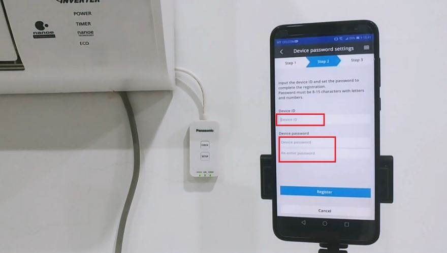 Bước 5: Nhập tên và mật khẩu của thiết bị, chọn Register (Đăng kí).