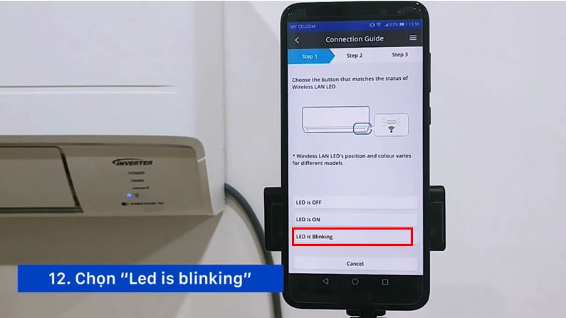 Bước 7: Chọn Led is blinking.