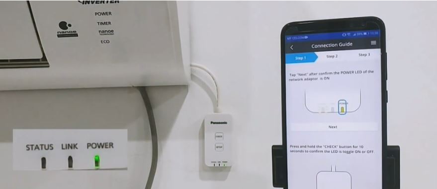 Bước 5: Xác nhận nếu có tín hiệu đèn LED nháy như trên hình thì bấm Next (Tiếp tục).