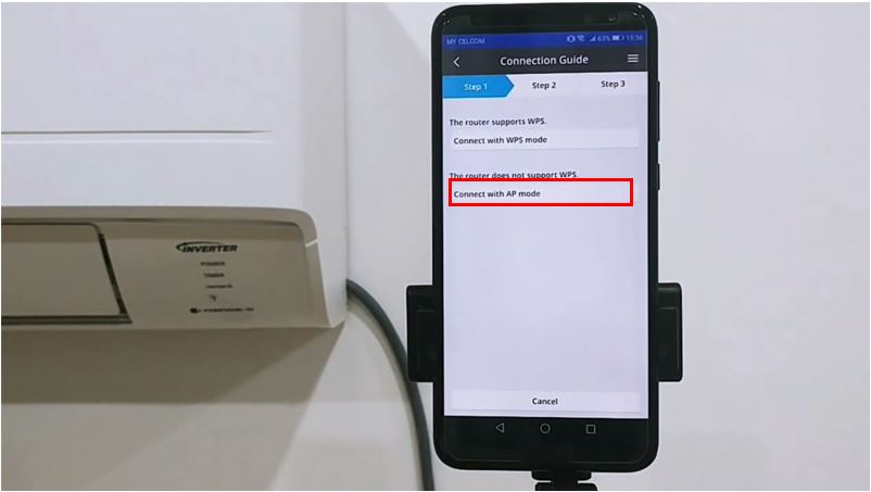Bước 1: Chọn Connect with AP mode (kết nối với chế độ AP).