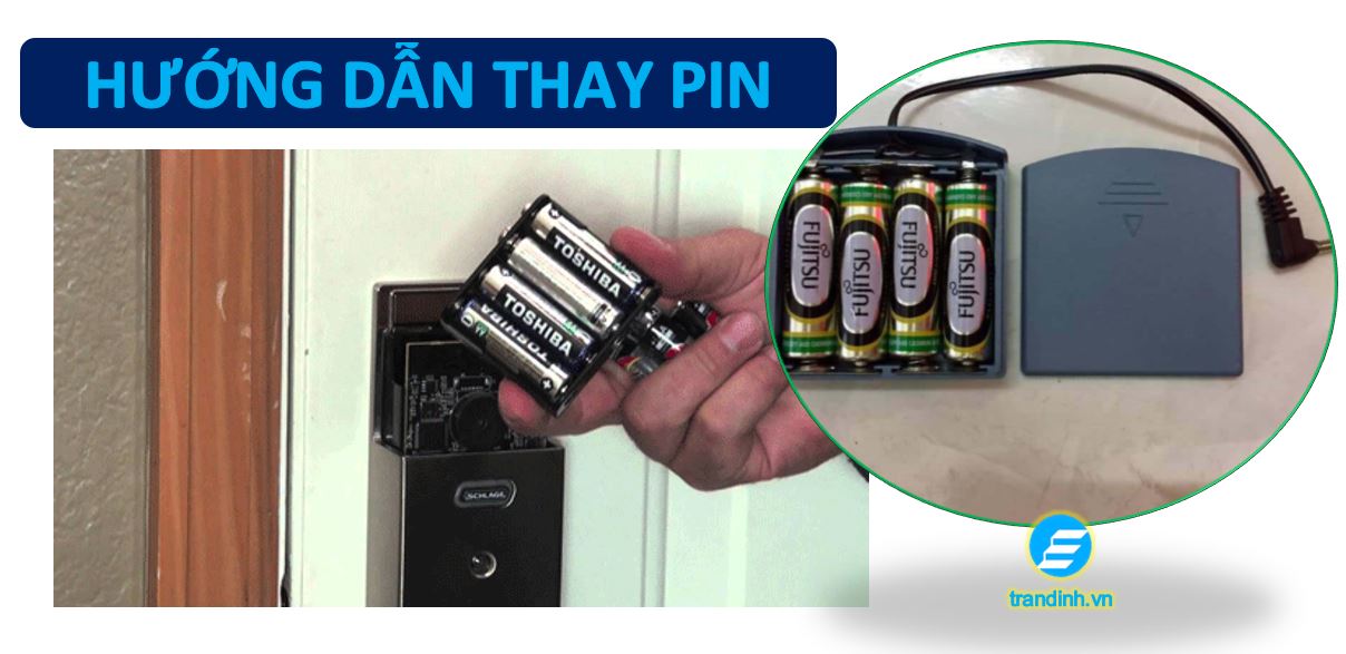 khóa vân tay mất điện, hết pin, yếu pin, chết pin 3 Hướng dẫn cách thay pin cho khoá vân tay - điện tử