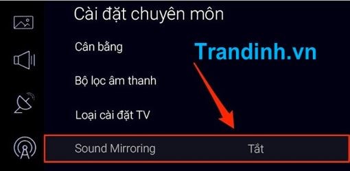 Tiếp theo, nhấn vào phần Sound Mirroring trong thư mục Cài đặt chuyên môn.
