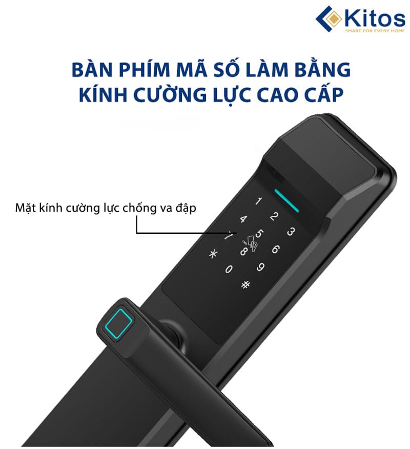 Khóa cửa vân tay Kitos KT-G300 3 Khoá cửa vân tay Kitos KT-G300 có thiết kế hiện đại, thẩm mỹ