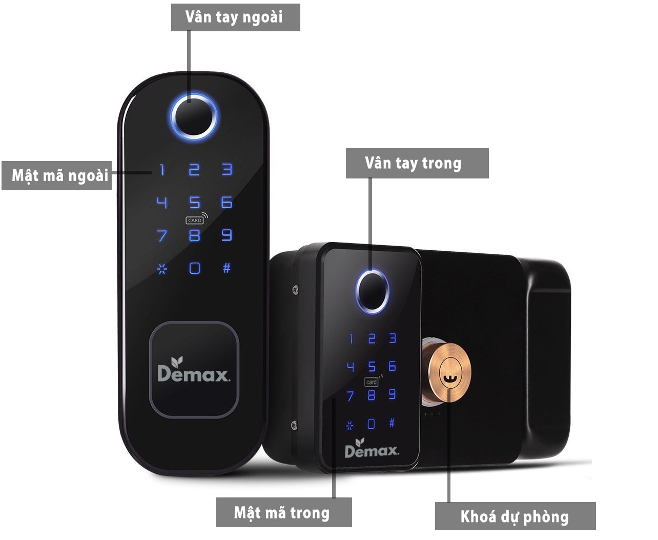 Khoá vân tay cửa cổng Demax SL602WP 2 Demax SL602WP trang bị đa dạng các tính năng mở khoá