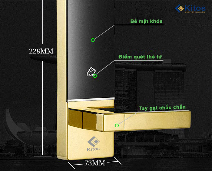 Khoá cửa thẻ từ - Khoá khách sạn Kitos KC-L3 4 Kiểu dáng sang trọng, tính thẩm mỹ và độ bền cao