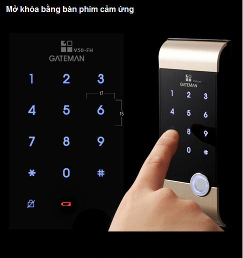 Khoá cửa điện tử - Khoá mã số Gateman V50-FH 3 Khoá cửa điện tử - khoá mã số Gateman V50-FH sở hữu kiểu dáng thon gọn, chịu lực bền bỉ