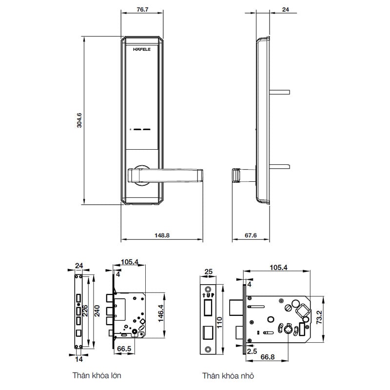 Khoá điện tử Hafele EL7200-TC - Mã số, thẻ từ 3 Khoá thông minh Hafele EL7200-TC kiểu dáng sang trọng, độ bền và tính thẩm mỹ cao