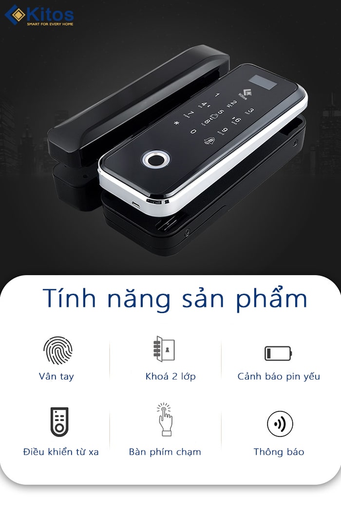Khoá vân tay cửa kính Kitos KT-G12 PLus 1 1. Đa dạng các phương thức mở khoá tiện lợi người dùng