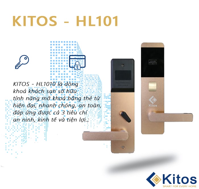 Khóa cửa thẻ từ khách sạn Kitos KT-HL101 3 Mở khoá tiện dụng với 3 phương thức