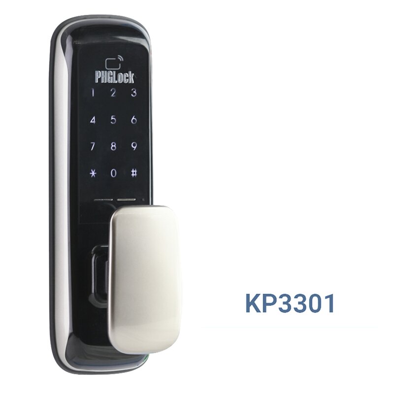 Khoá cửa điện tử - Mã số, thẻ từ PHGLock KP3301 lắp đặt trên nhiều chất liệu cửa