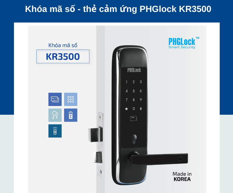3. Khoá cửa thông minh PHGLock KR3500 trang bị 3 chức năng mở khoá hiện đại