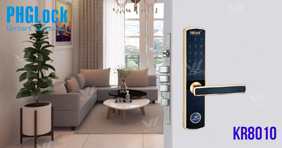 Khoá cửa điện tử - Mã số PHGLock KR8010 4 Khoá cửa mã số PHGLock KR8010 phù hợp lắp đặt trên nhiều chất liệu cửa, kiến trúc nhà