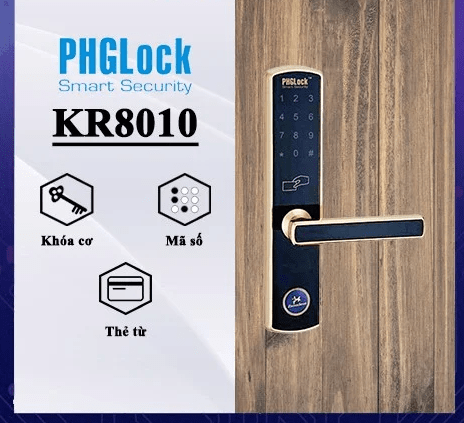 Khoá cửa điện tử - Mã số PHGLock KR8010 6 Khoá cửa thông minh PHGLock KR-8010 đa dạng phương thức mở khoá