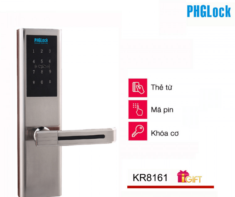 Khoá cửa mã số - thẻ từ PHGLock KR8161 1 1. Khoá điện tử PHGLock KR8161 mở khoá với 3 chức năng tiện lợi