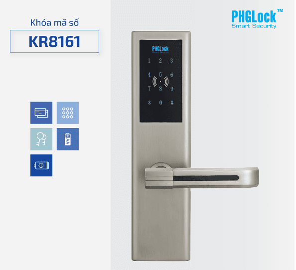 Khoá cửa điện tử PHGLock KR8181 4 3. Khoá cửa mã số PHGLock KR-8181 đa dạng phương thức mở khoá