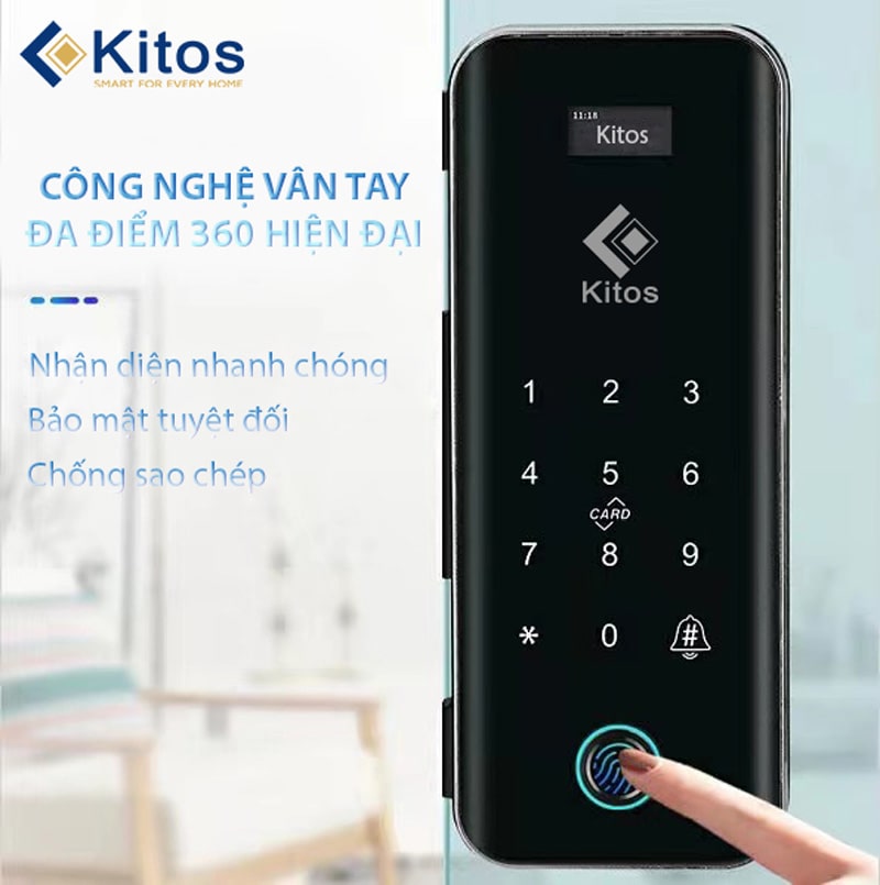 Khóa cửa kính vân tay Kitos KT-GL50 6 khoa cua kinh van tay kitos kt gl50 2
