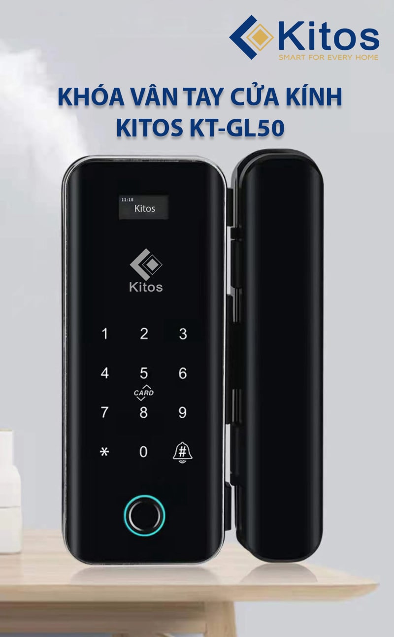 Khóa cửa kính vân tay Kitos KT-GL50 2 1. Kitos KT-GL50 thiết kế theo kiểu dáng không tay nắm và kích thước vô cùng nhỏ gọn